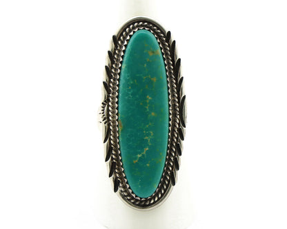 Navajo Ring 925 Silver Natural Blue Turquoise Artist Signed USA C.80's