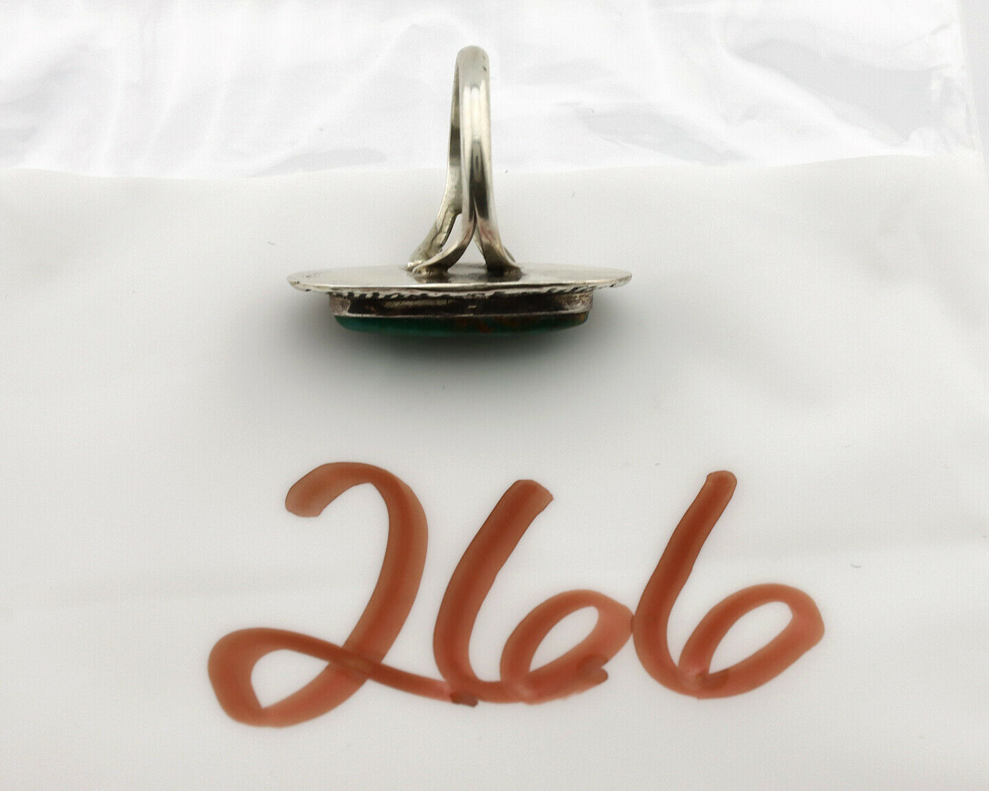 Navajo Ring .925 Silver Blue Gem Turquoise Native American Artist C.80's