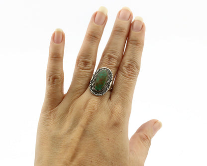 Navajo Ring .925 Silver Kingman Turquoise Signed M Begay C.1980's