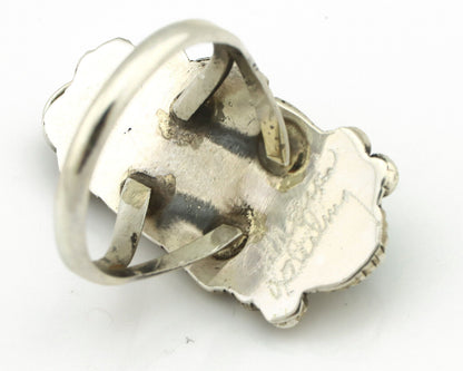 Navajo Ring 925 Silver Natural Green Malachite Signed Justin Morris C.80's