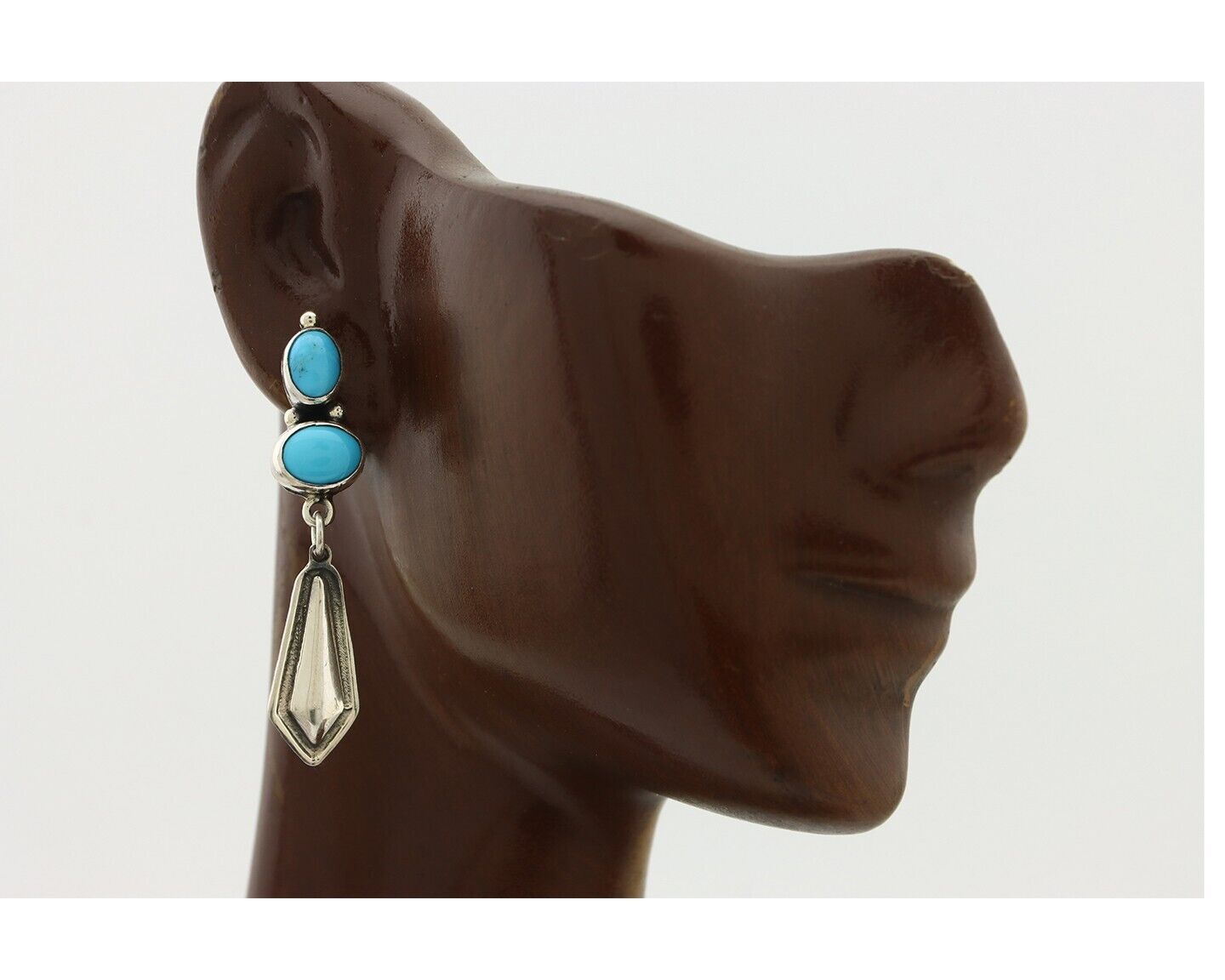 Navajo Earrings 925 Silver Natural Blue Turquoise Native American Earrings C80's