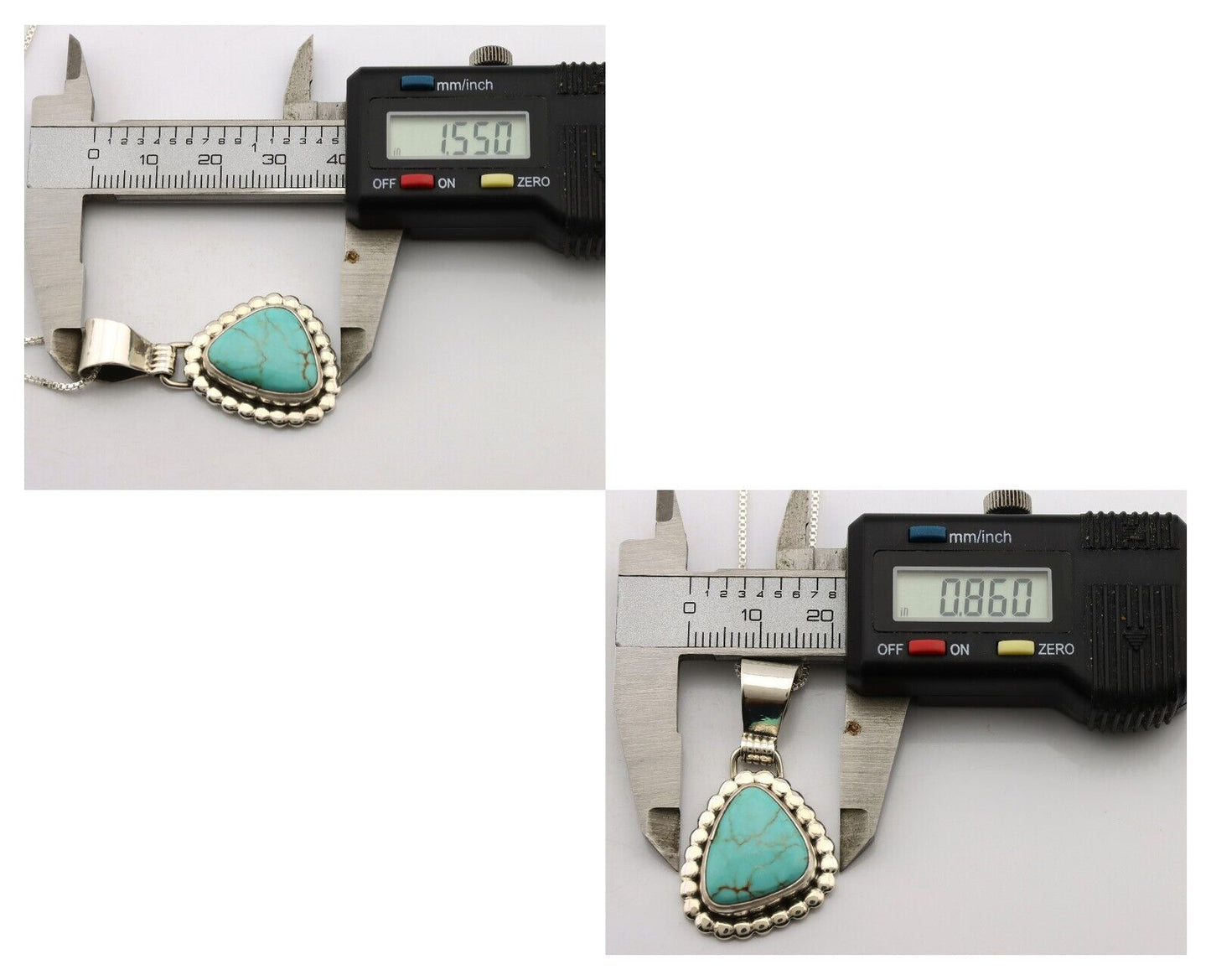 Navajo Necklace .925 Silver Kingman Turquoise Native American Signed C.1980's