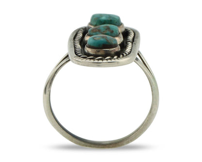 Navajo Ring .925 Silver Natural Blue Turquoise Native American Artist C.80's