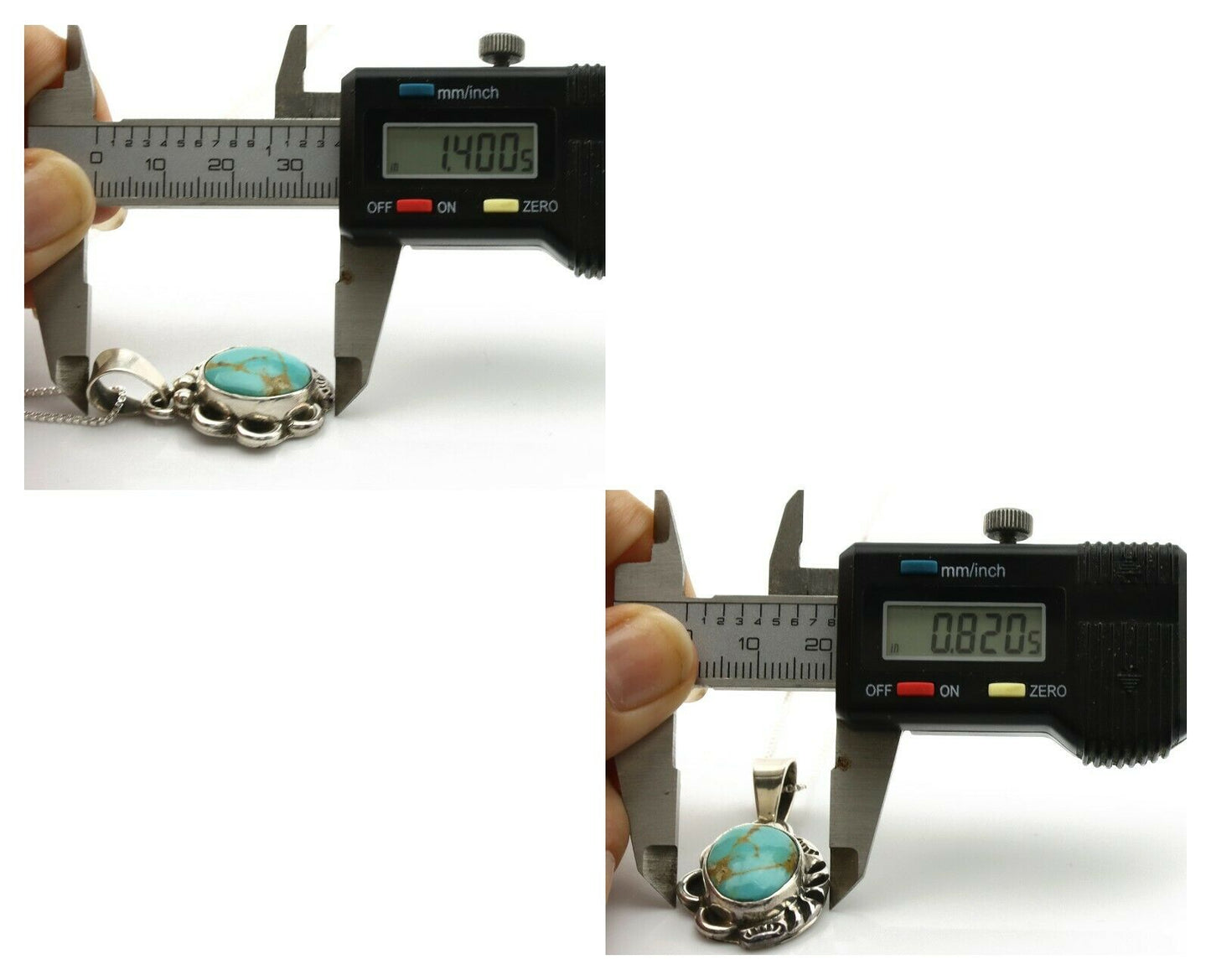 Navajo Pendant .925 Silver Kingman Turquoise Artist Signed Gecko C.80's