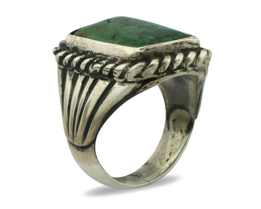 Navajo Ring .925 Silver Cripple Creek Turquoise Artist Signed Montoya C.80's