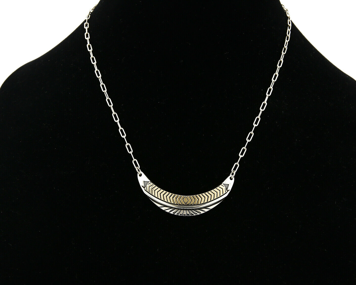 Women's Navajo Necklace .925 Silver & 14k Solid Gold Signed MM Rogers HMY