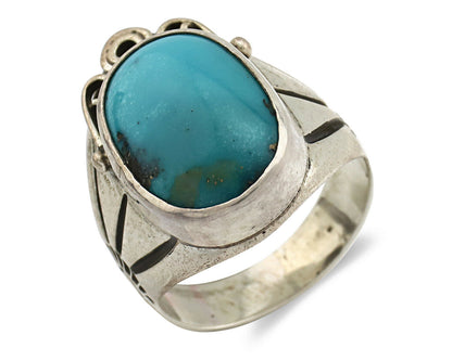 Navajo Ring .925 Silver Turquoise Mountain Native American Artist C.80's