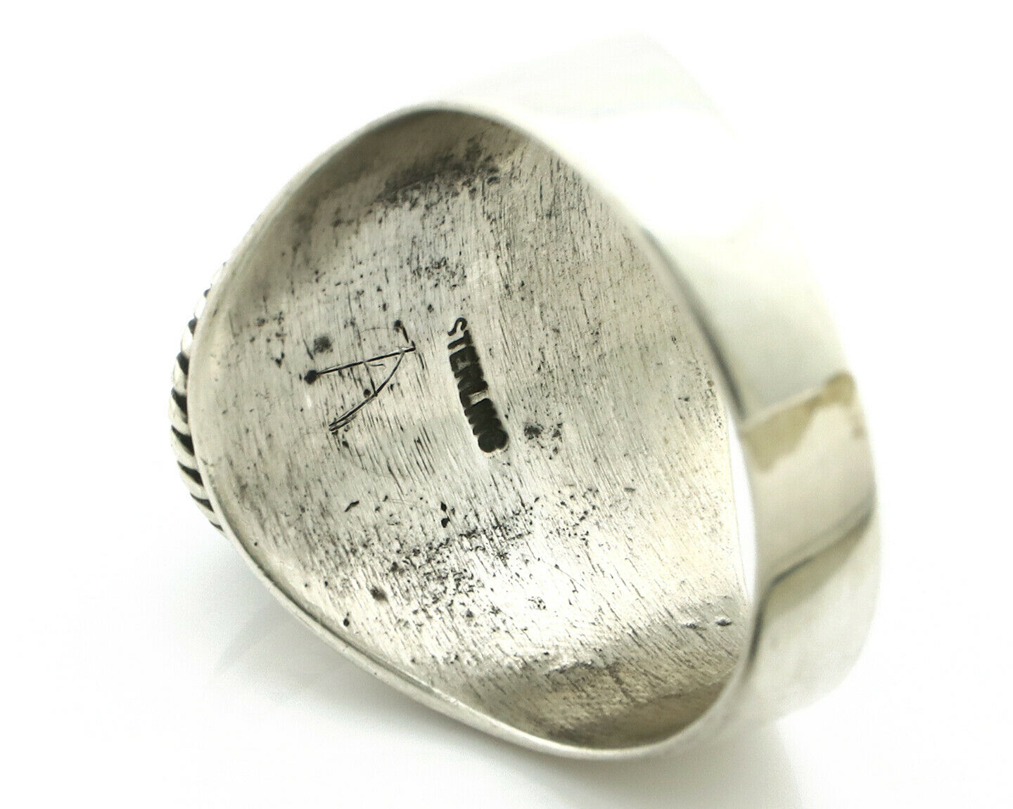 Navajo Ring .925 Silver Handmade Black Onyx Native American Artist C.80's