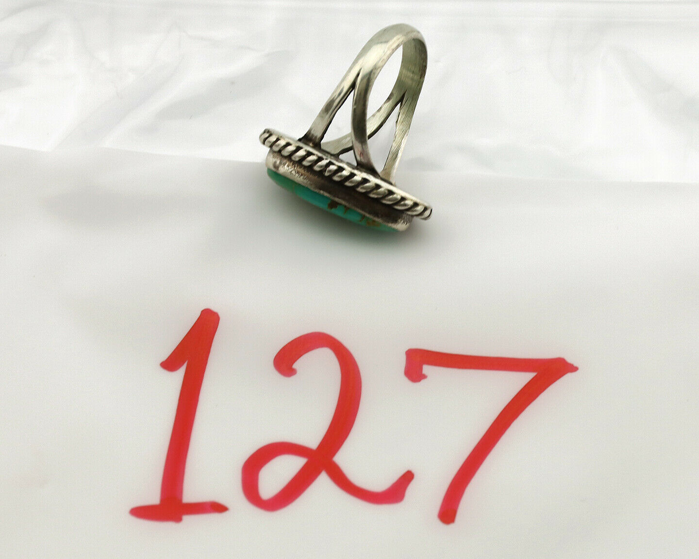 Navajo Ring .925 Silver Royston Turquoise Native American Artist C.1980's