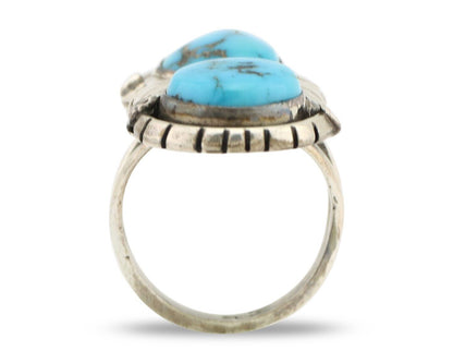 Navajo Ring 925 Silver Bisbee Turquoise Artist Signed Mike Platero C.80's