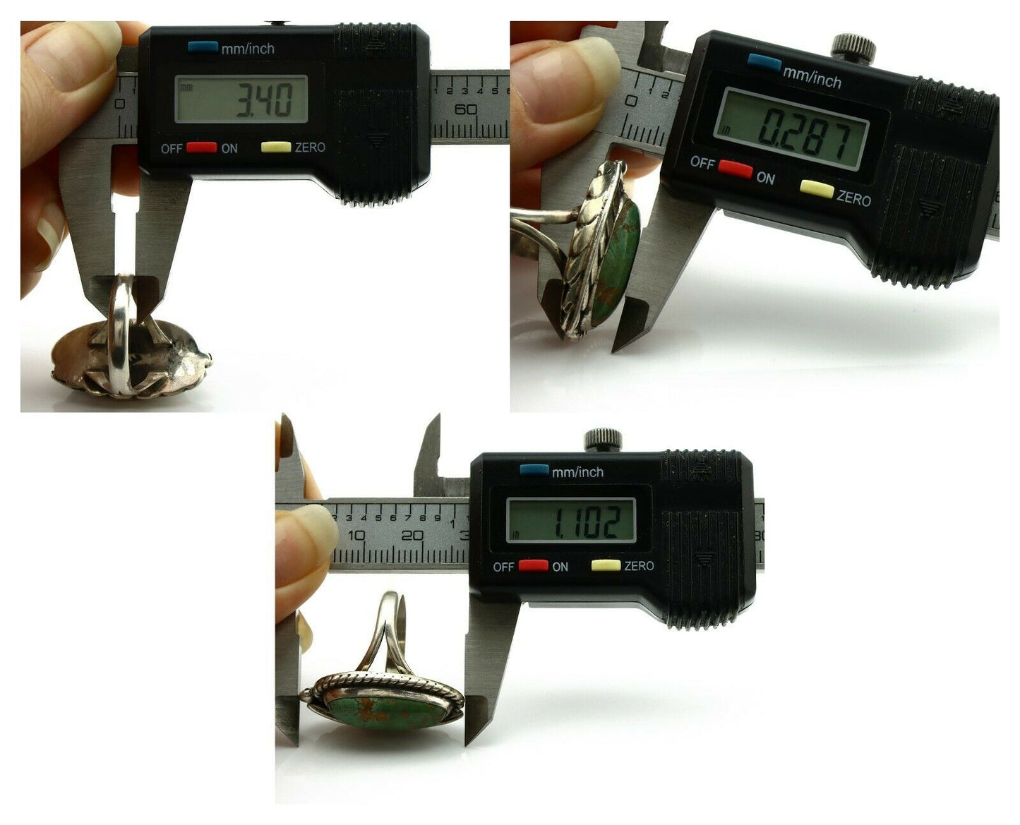 Navajo Ring .925 Silver Manassas Turquoise Signed Artist Apache C.80's