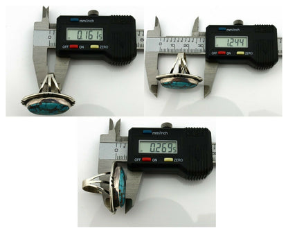 Navajo Ring .925 Silver Blue Turquoise Native American Artist C.80's