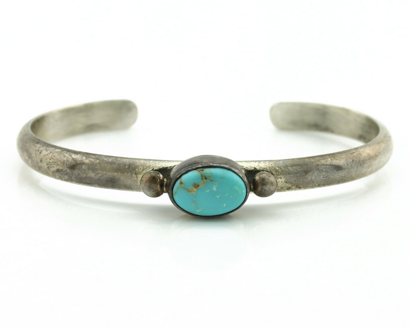 Navajo Bracelet .925 Silver Blue Turquoise Native American Artist C.80's