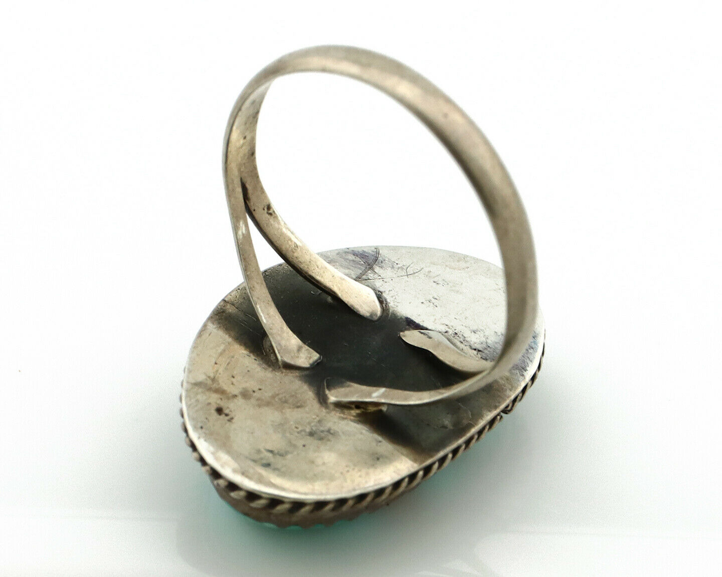 Navajo Ring .925 Silver Morenci Turquoise Handmade Native American Artist C.80's