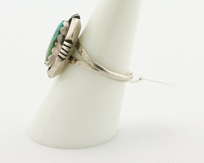 Navajo Ring .925 Silver Blue Gem Turquoise Native American Artist C.80's