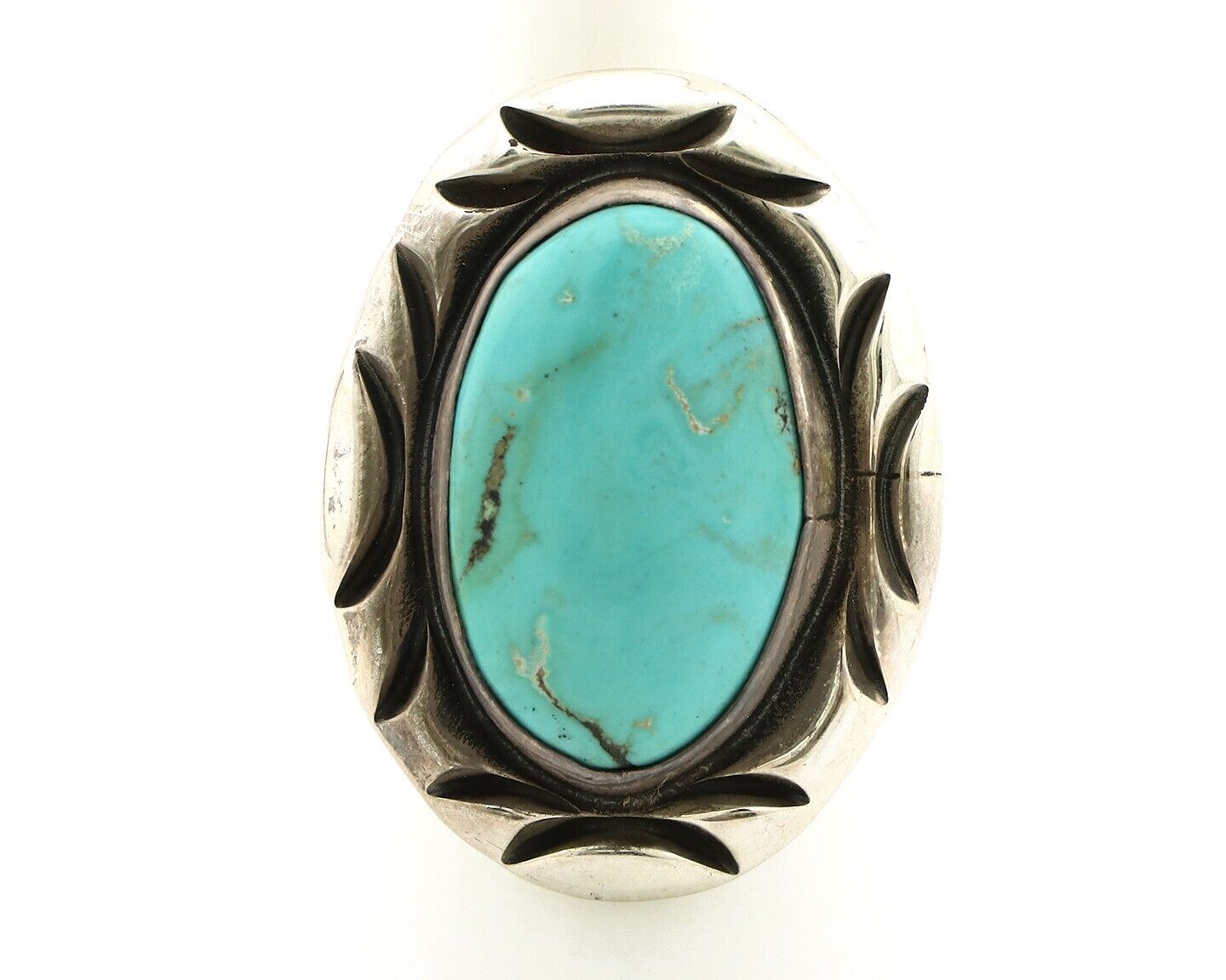 Navajo Ring 925 Silver Natural Blue Turquoise Native Artist Signed C Montoya C80
