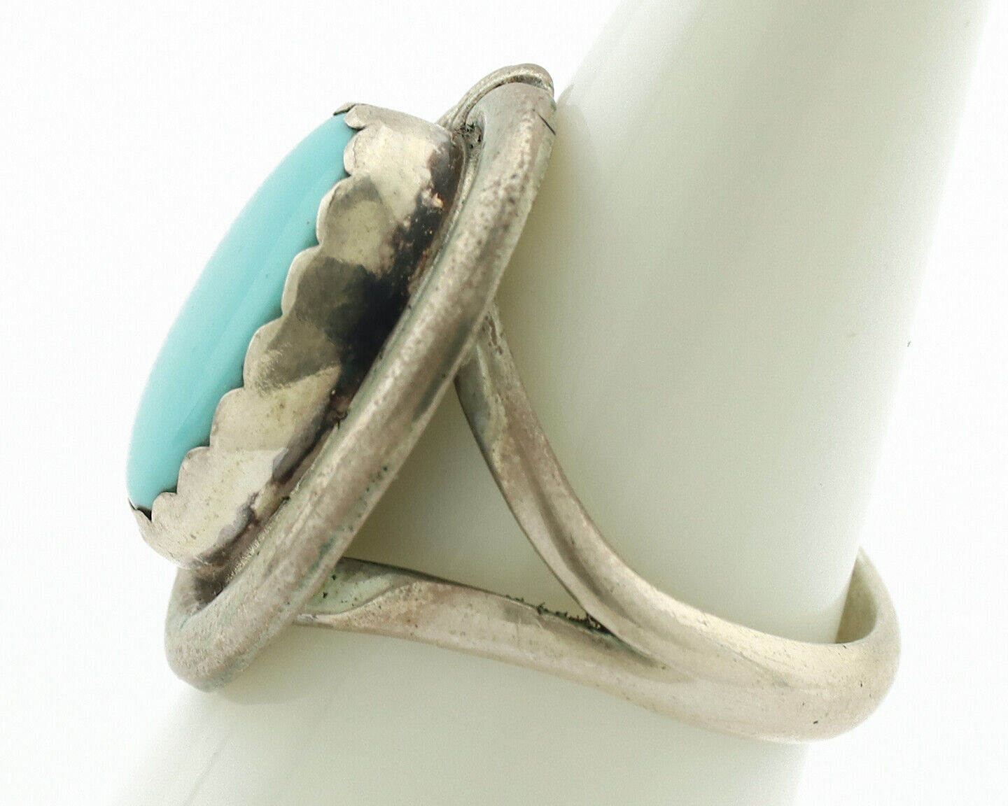 Navajo Ring .925 Silver Natural Blue Turquoise Native American Artist C.1980's