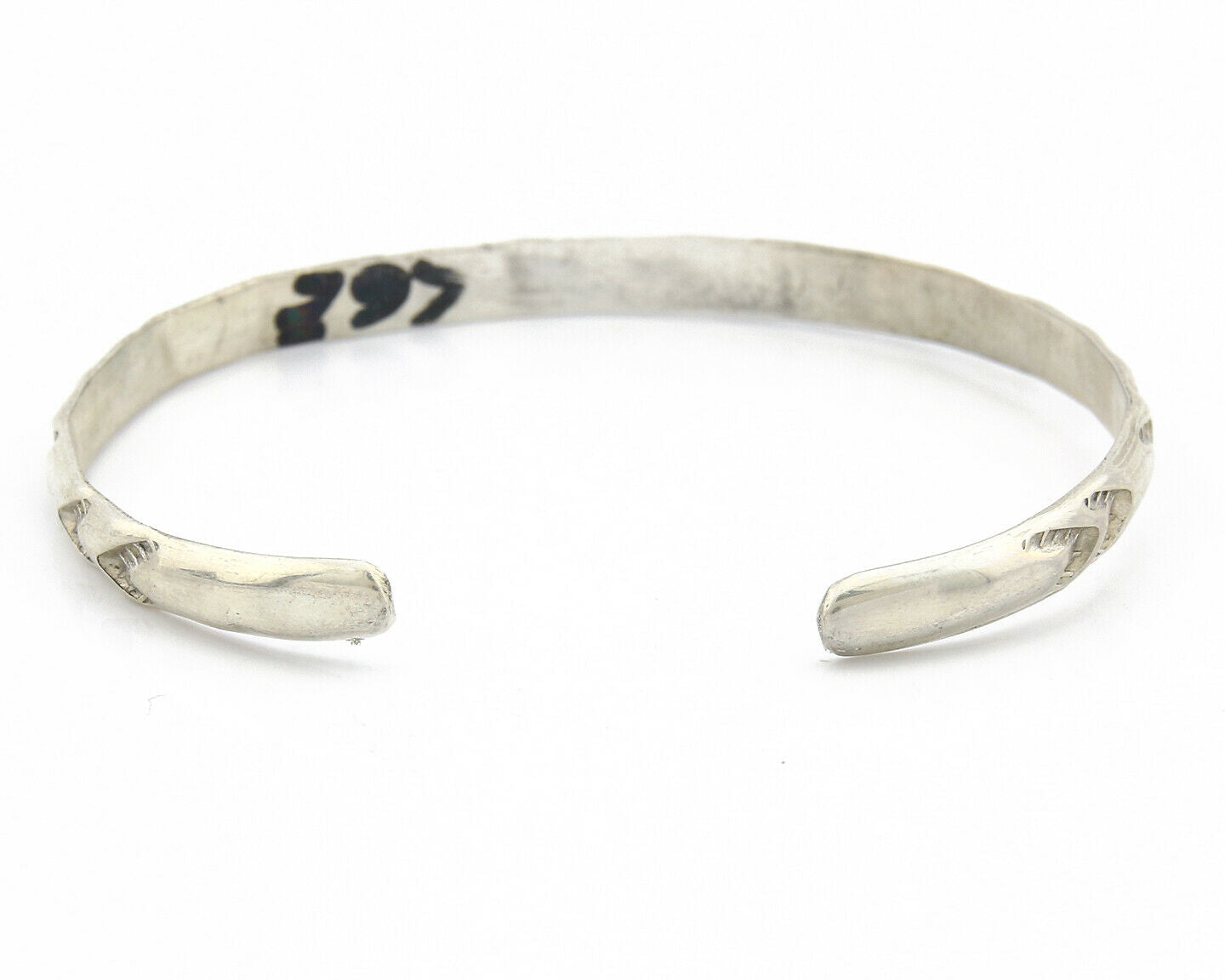 Navajo Bracelet .925 Silver Hand Stamped Arrow Head Artist I Montoya C.80's