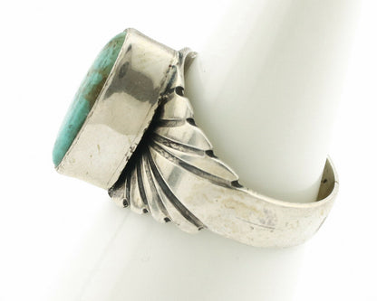 Navajo Ring .925 Silver Kingman Turquoise Artist Signed Apache C.80's