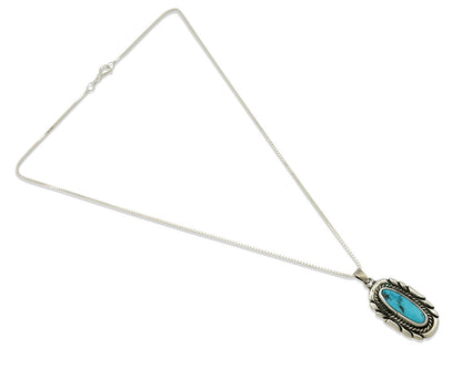Navajo Necklace .925 Silver Sleeping Beauty Turquoise Signed M Montoya C.80's