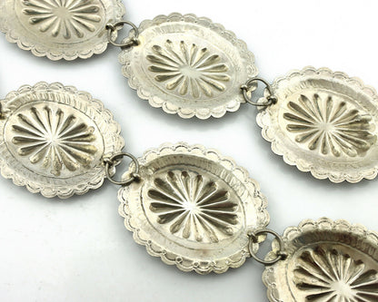 Navajo Concho Belt .925 Silver Hand Stamped Artist Tube Turpens C.80's