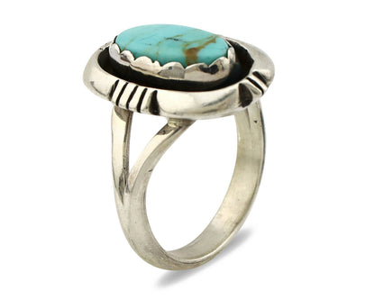 Navajo Ring .925 Silver Kingman Turquoise Handmade Native American Artist C.80's