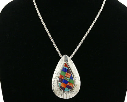 C. 1980's Navajo Signed "H" Natural Gemstone Pin or Pendant .925 Silver