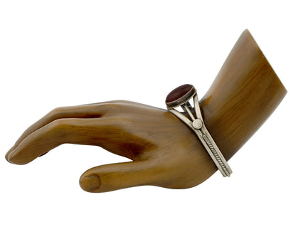 Navajo Bracelet .925 Silver Natural Carnelian Native American C.90's