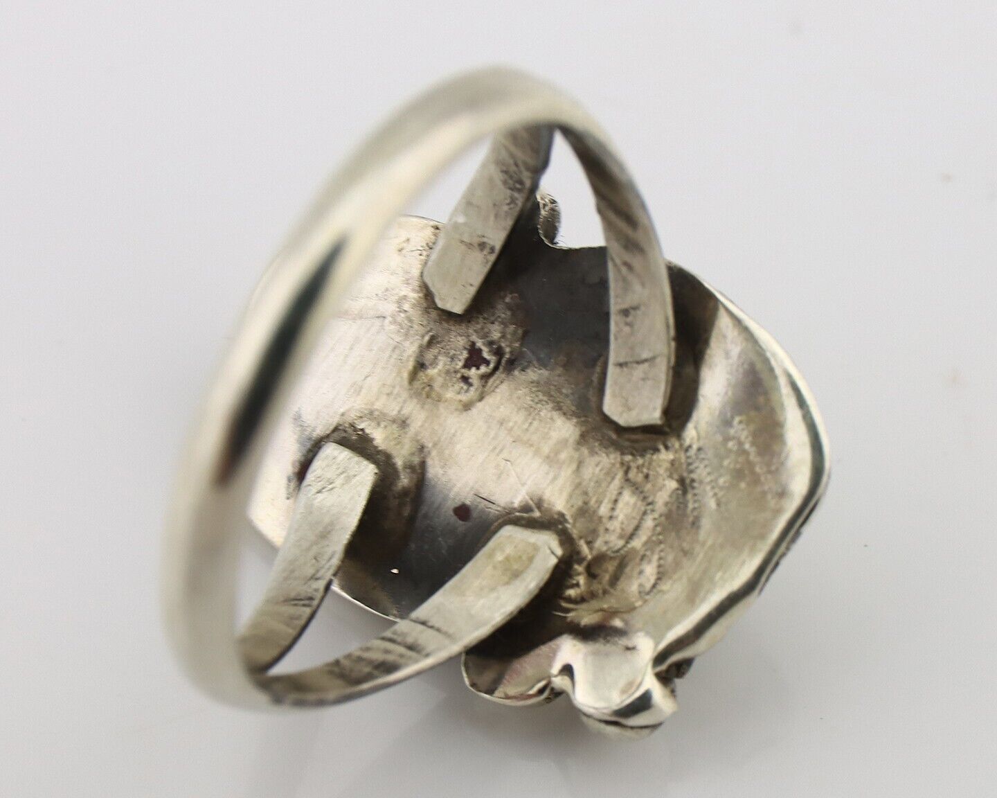 Navajo Ring 925 Silver Natural Malachite Artist Signed Justin Morris C.80's