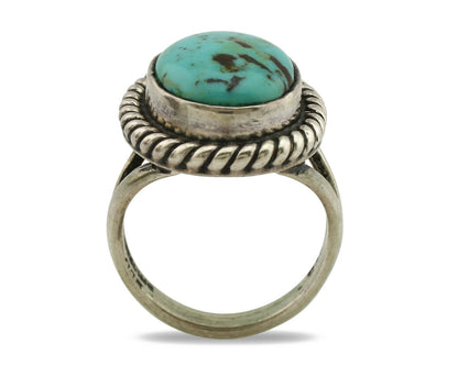Navajo Ring .925 Silver Kingman Turquoise Native American Artist C.1980's