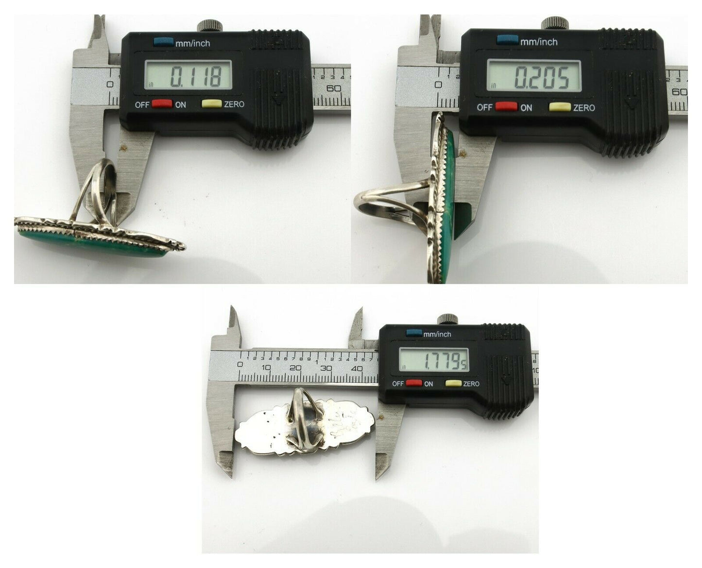 Navajo Ring .925 Silver Green Turquoise Signed Billy Eagle C.80's