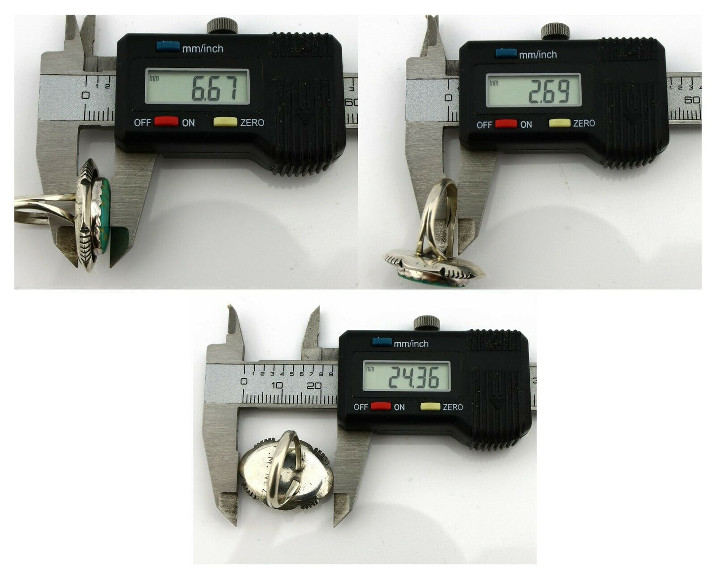 Navajo Ring .925 Silver Kingman Turquoise Artist Signed M Nez C80s