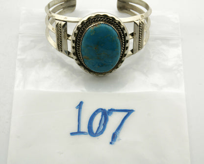 Navajo Bracelet .925 Silver Blue Gem Turquoise Signed Doug Zachary C.80's