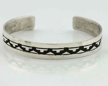 Navajo Bracelet .925 Silver Handmade Overlay Style Signed Tommy Billy Cuff C80s