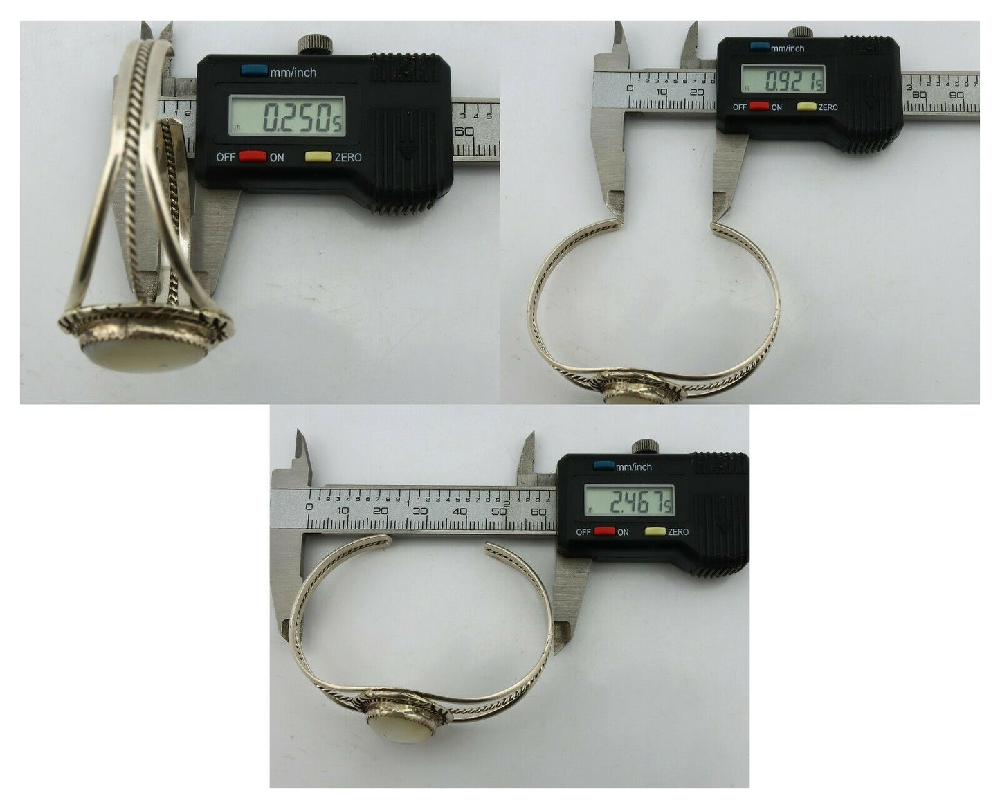 Navajo Bracelet .925 Silver White Sea Shell Native American Artist C.90's