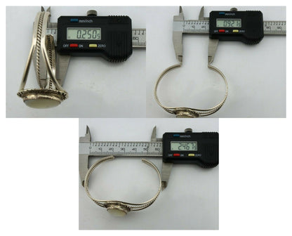 Navajo Bracelet .925 Silver White Sea Shell Native American Artist C.90's