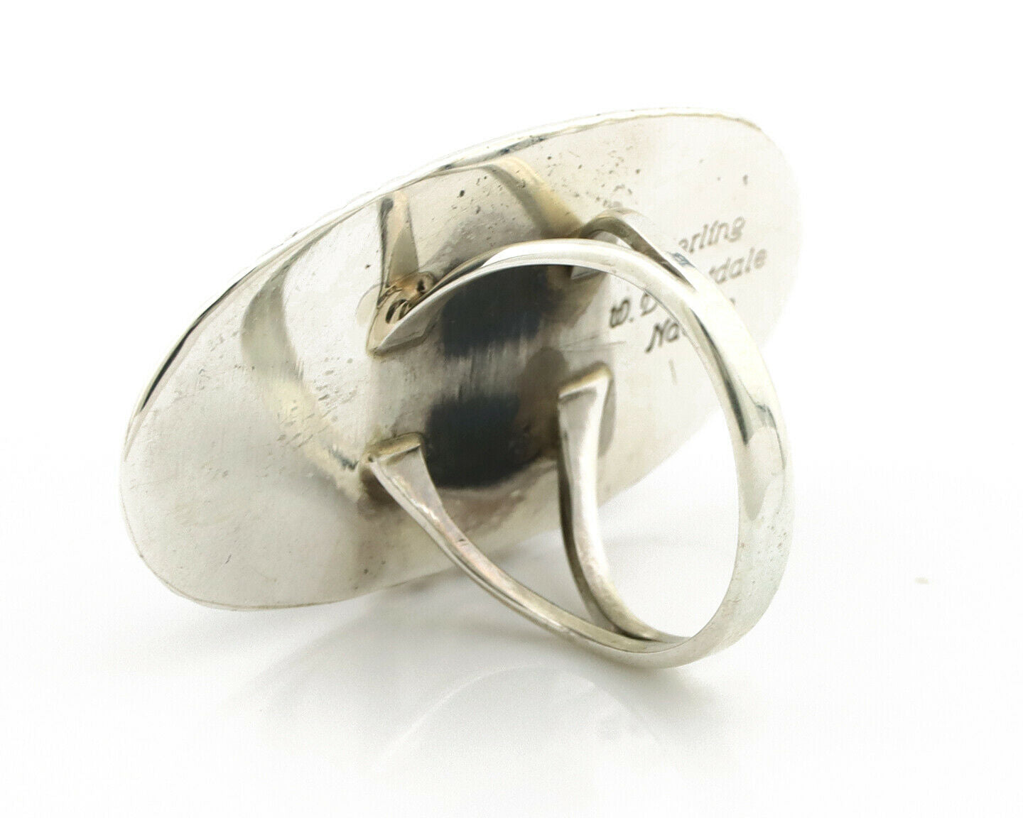 Navajo Ring .925 Silver Kingman Turquoise Signed William Denetdale C.80's