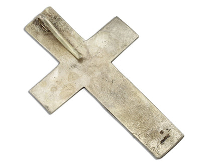 Navajo Cross Necklace 925 Silver Royston Turquoise Artist Signed JO C.80's