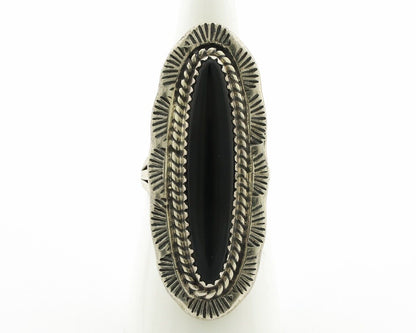 Navajo Ring 925 Silver Natural Mined Onyx Artist Signed UY C.80's