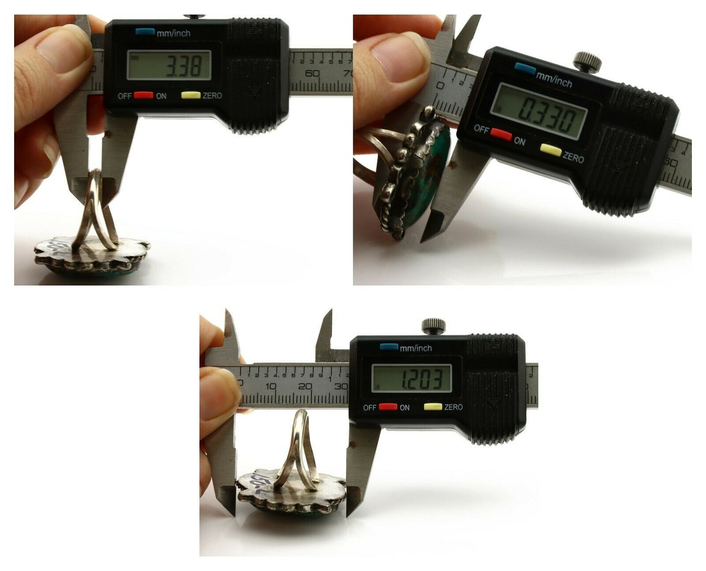 Navajo Ring .925 Silver Kingman Turquoise Artist Signed CC C.1980's