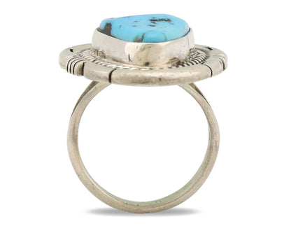 Navajo Ring .925 Silver Sleeping Beauty Turquoise Artist Signed E Etsitty C.80's