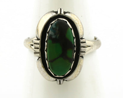 Navajo Ring 925 Silver Spiderweb Turquoise Handmade Native American Artist C80s