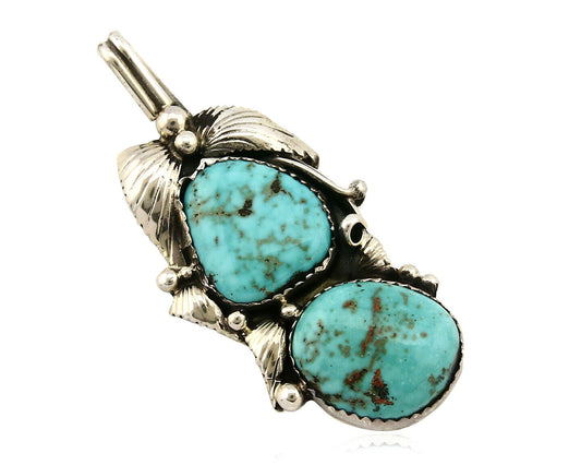 Navajo Pendant .925 Silver Kingman Turquoise Signed Artist Tom Willeto C.80's