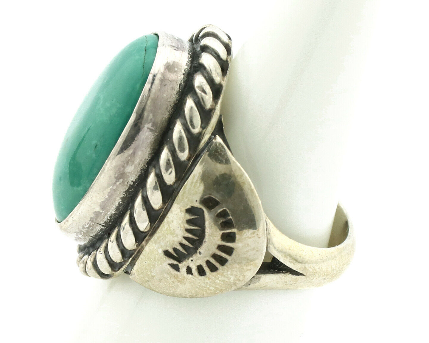 Navajo Ring .925 Silver Blue Green Southwest Turquoise Native Artist C.80's