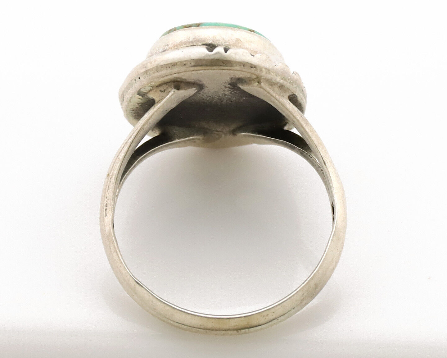 Navajo Ring .925 Silver Kingman Turquoise Native American Artist C.1980s