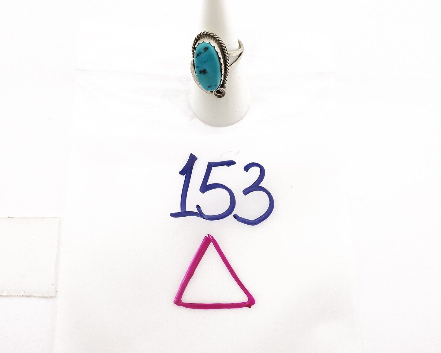 Navajo Ring 925 Silver Sleeping Beauty Turquoise Signed Justin Morris C.80's