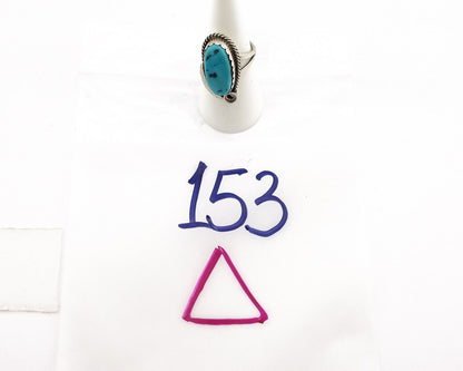Navajo Ring 925 Silver Sleeping Beauty Turquoise Signed Justin Morris C.80's