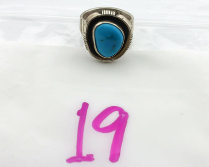 Navajo Ring .925 Silver Blue Gem Turquoise Native American Artist C.80's