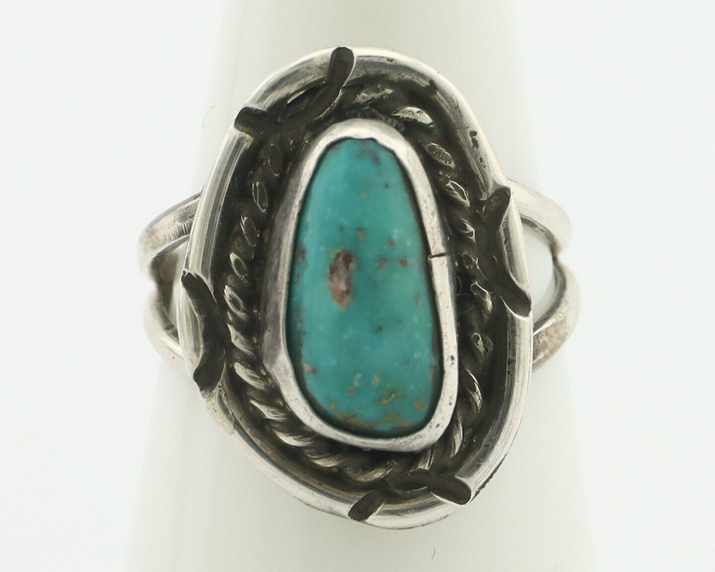 Navajo Handmade Ring .925 Silver Kingman Turquoise Native Artist C.80's