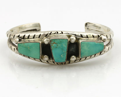Navajo Bracelet .925 Silver Blue Green Turquoise Artist Signed RC C.80's